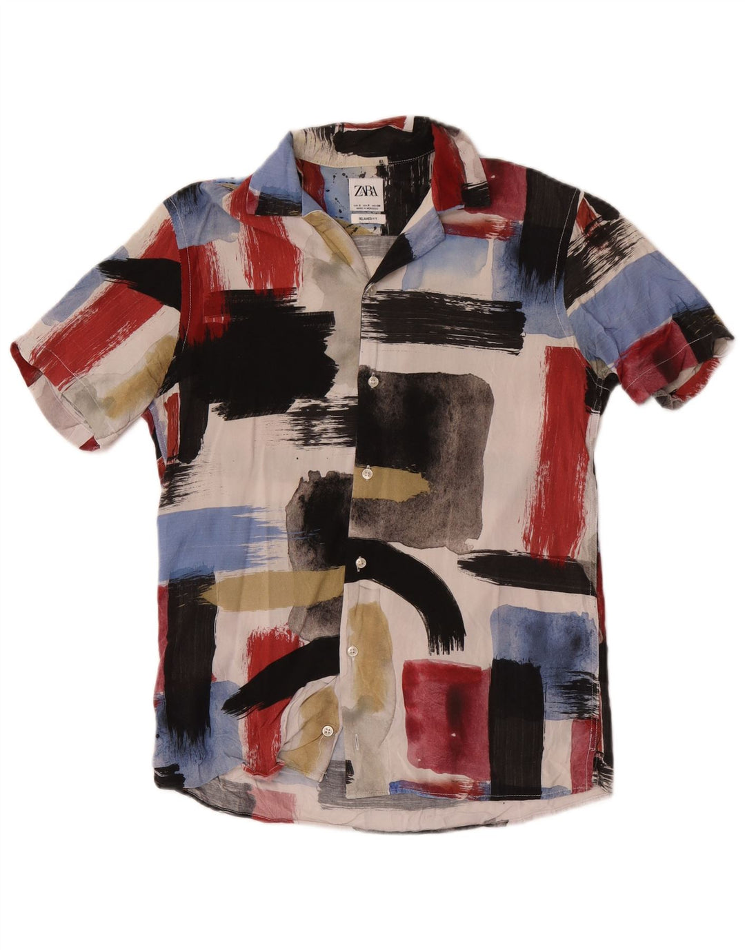 Camicia Zara da uomo a maniche corte vestibilità comoda piccola multicolore geometrica