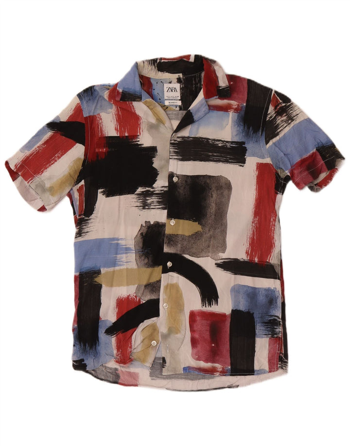 Camicia Zara da uomo a maniche corte vestibilità comoda piccola multicolore geometrica