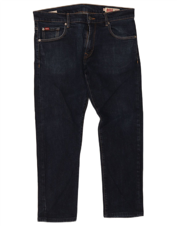 Jeans slim tagliati da uomo Rifle W32 L26 cotone blu navy