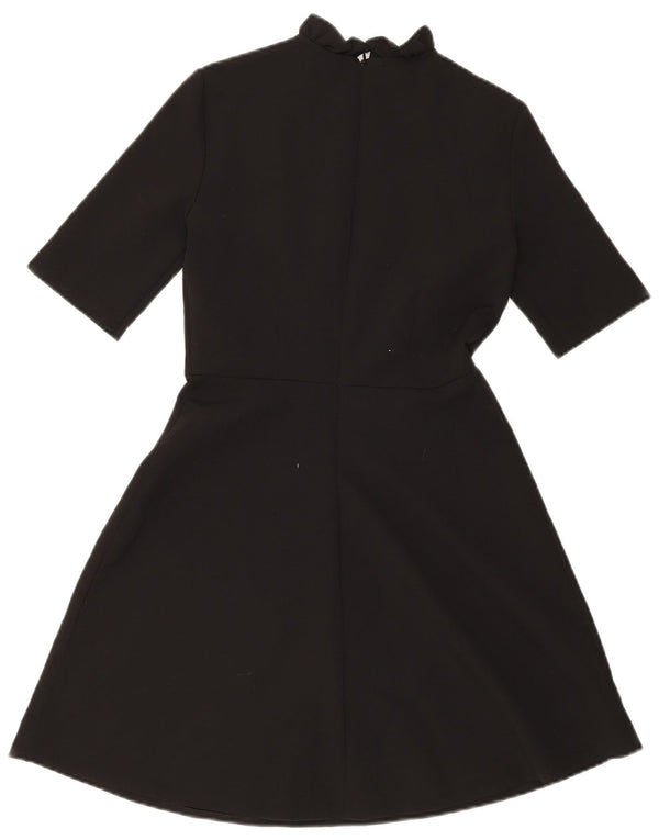 Abito a trapezio da donna ZARA UK 10 piccolo poliestere floreale nero