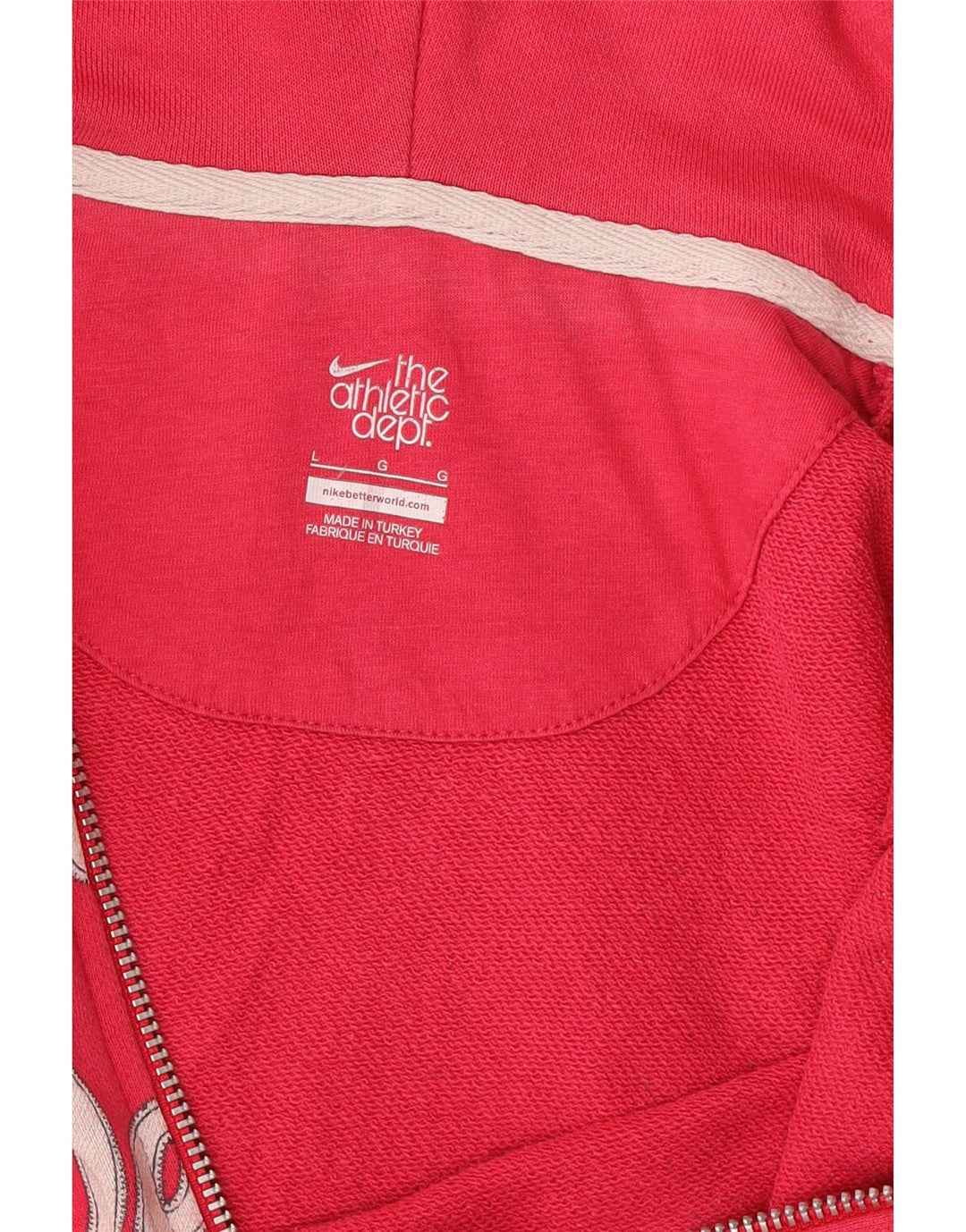 NIKE Womens Graphic Zip Hoodie Sweater UK 16 Large Red Vintage Nike and Second-Hand Nike from Messina Hembry 