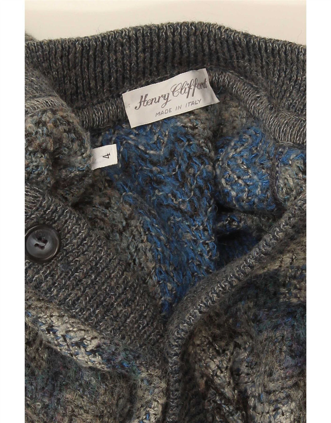 Maglione cardigan da uomo vintage grande Chevron grigio