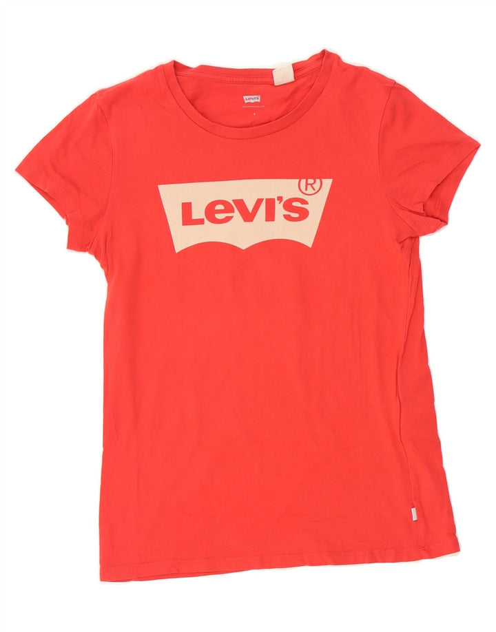 LEVI'S Womens Graphic T-Shirt Top UK 10 Small Red Cotton Vintage Levi's and Second-Hand Levi's from Messina Hembry 