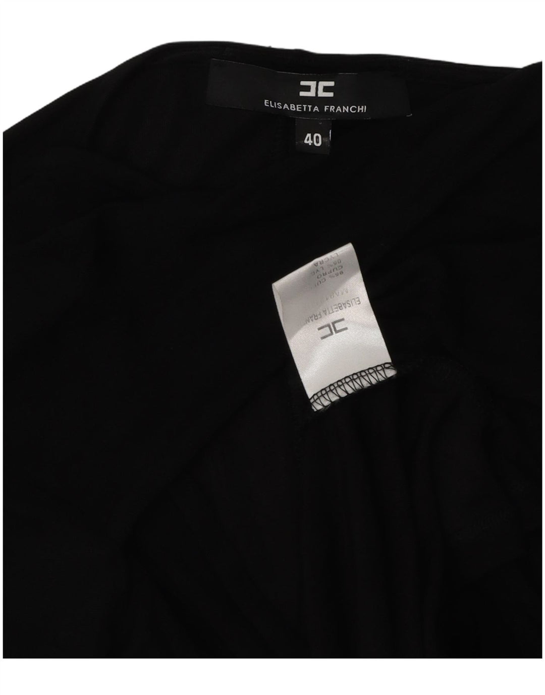 Blusa Donna Manica Lunga Elisabetta Franchi Top IT 40 Small Nero Cupro