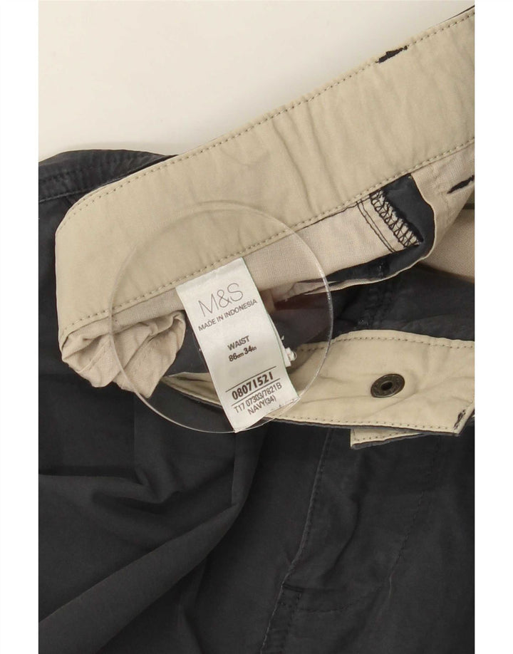 Pantaloncini cargo da uomo Marks & Spencer grandi W34 cotone blu navy