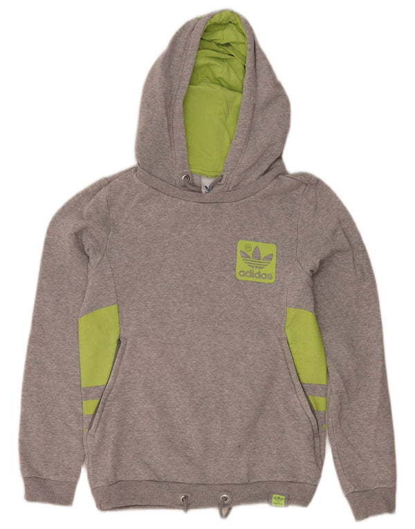 Felpa con cappuccio grafica da donna Adidas EU 34 piccolo cotone grigio