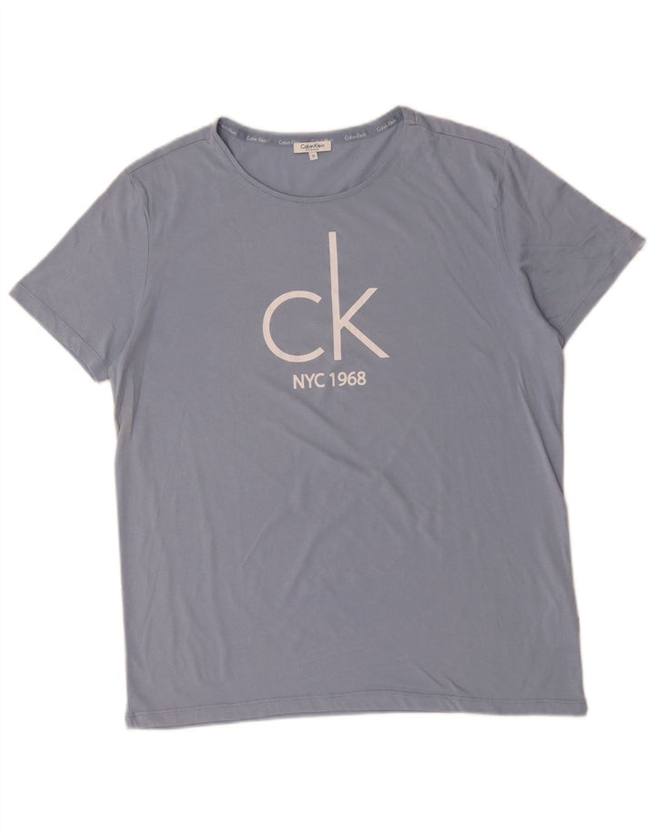 CALVIN KLEIN T-shirt grafica da uomo Top in cotone blu medio