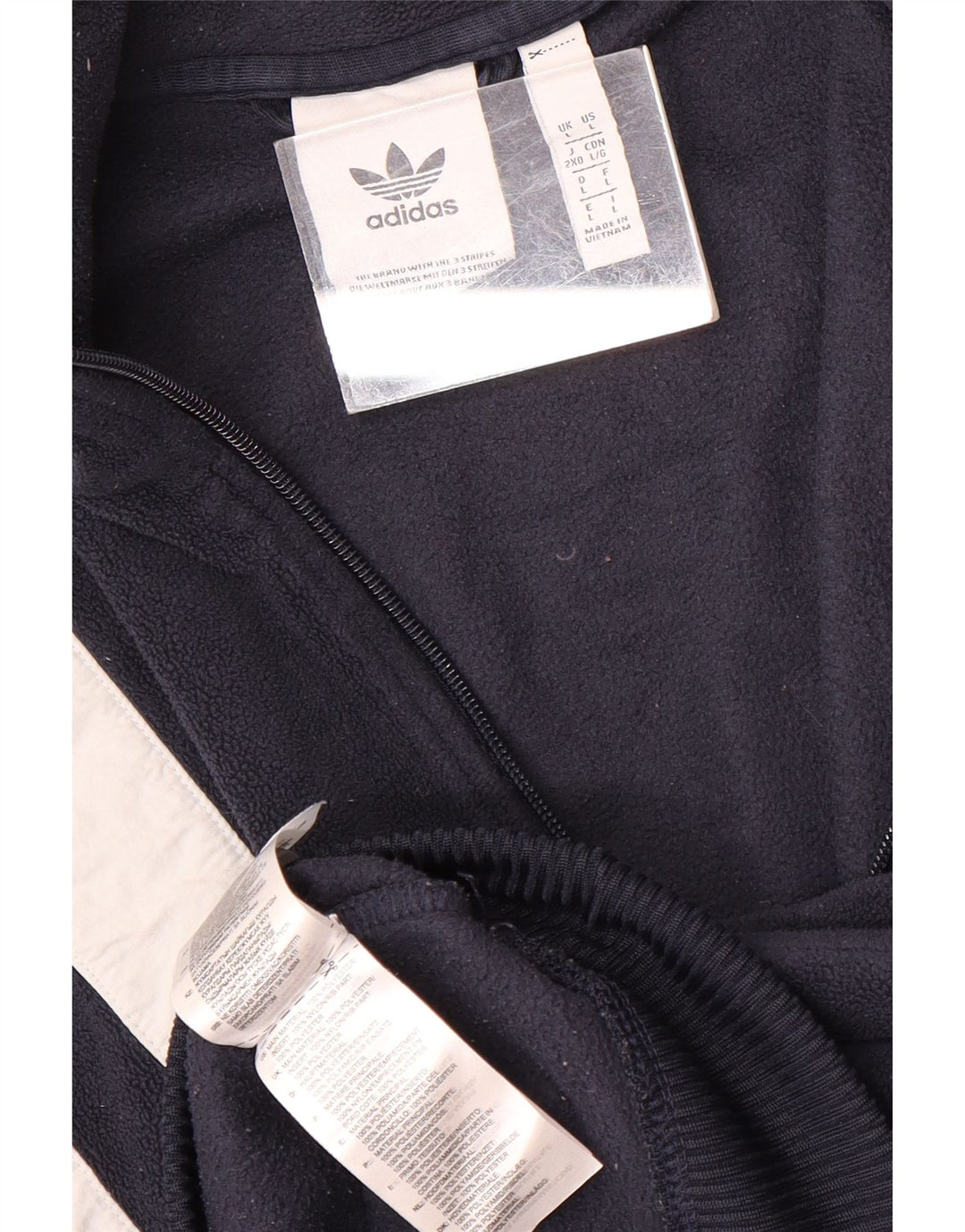 Maglione in pile da uomo ADIDAS con zip e collo, grande, in poliestere color block blu navy