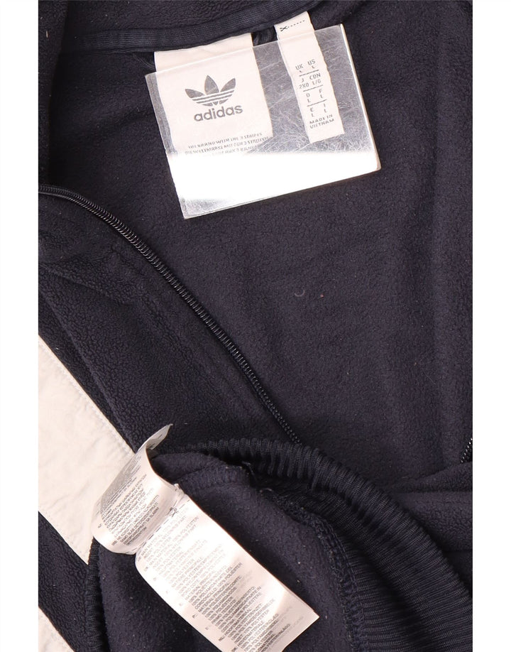 Maglione in pile da uomo ADIDAS con zip e collo, grande, in poliestere color block blu navy