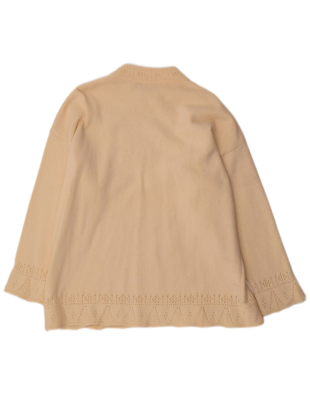 Maglione da donna Stefanel con collo alto e maglione UK 14 medio bianco sporco floreale