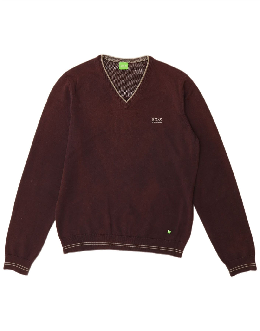 Maglione da uomo HUGO BOSS con scollo a V piccolo in cotone marrone