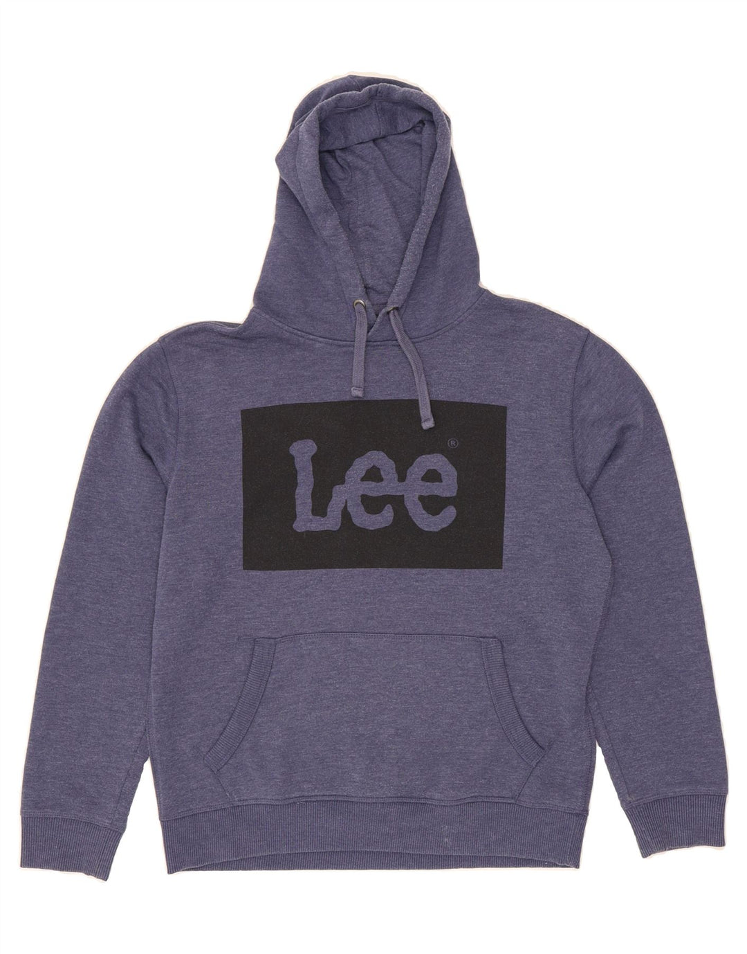 LEE Mens Graphic Hoodie Jumper Medium Navy Blue Cotton Vintage Lee and Second-Hand Lee from Messina Hembry 