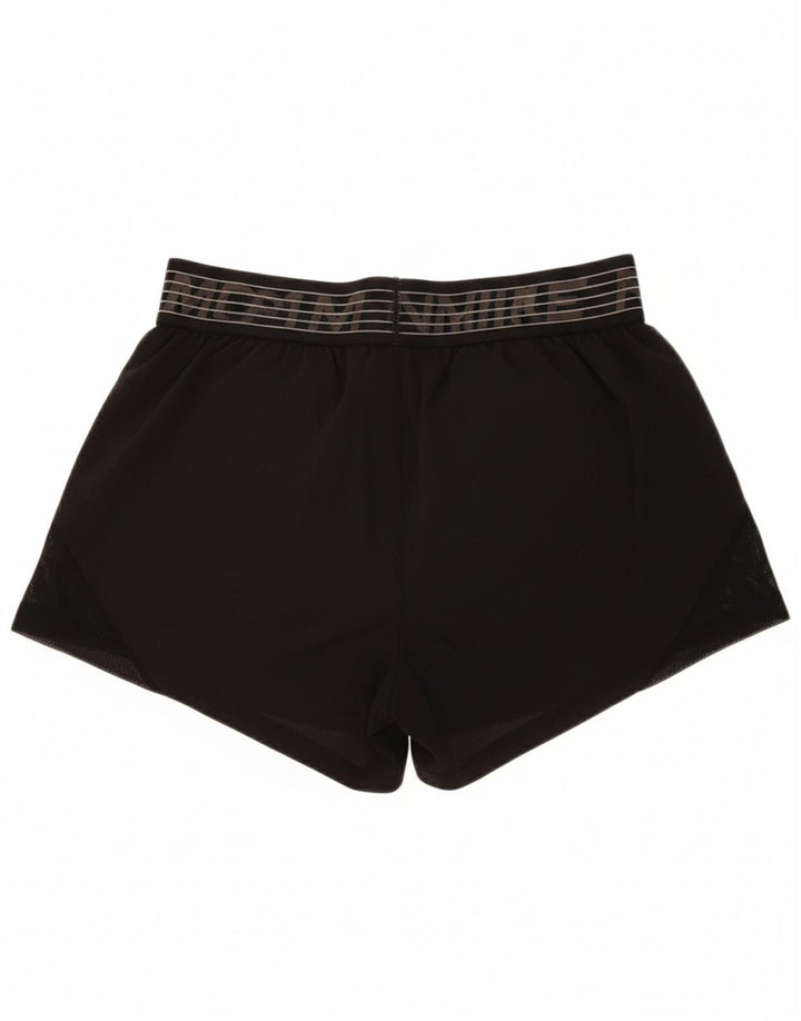 NIKE Womens Dri Fit Graphic Sport Shorts UK 14 Medium  Black Polyester