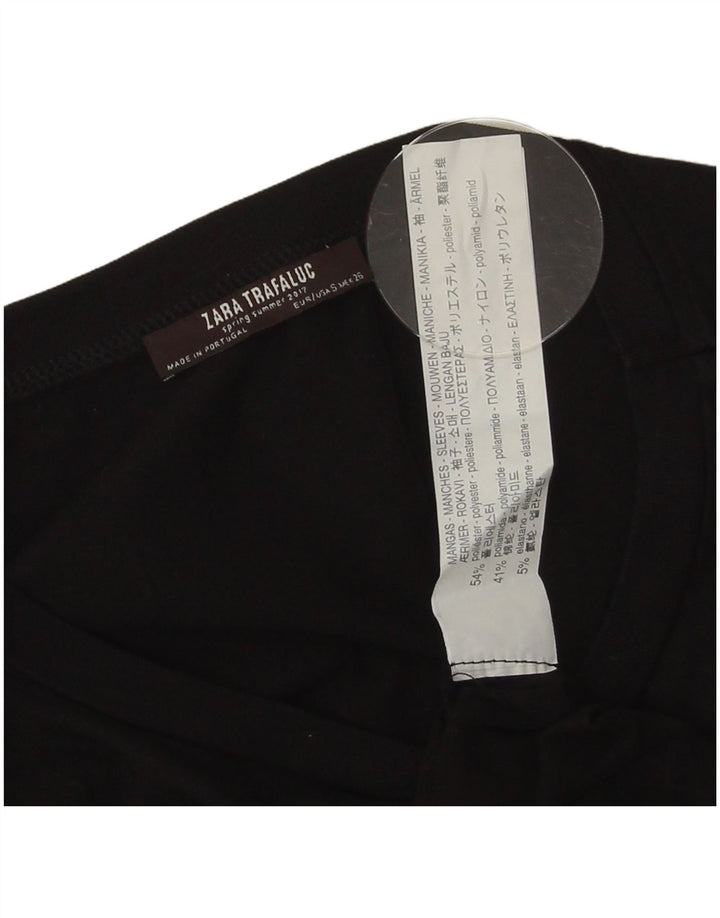Top tunica grafica da donna Zara UK 10 piccolo poliestere nero