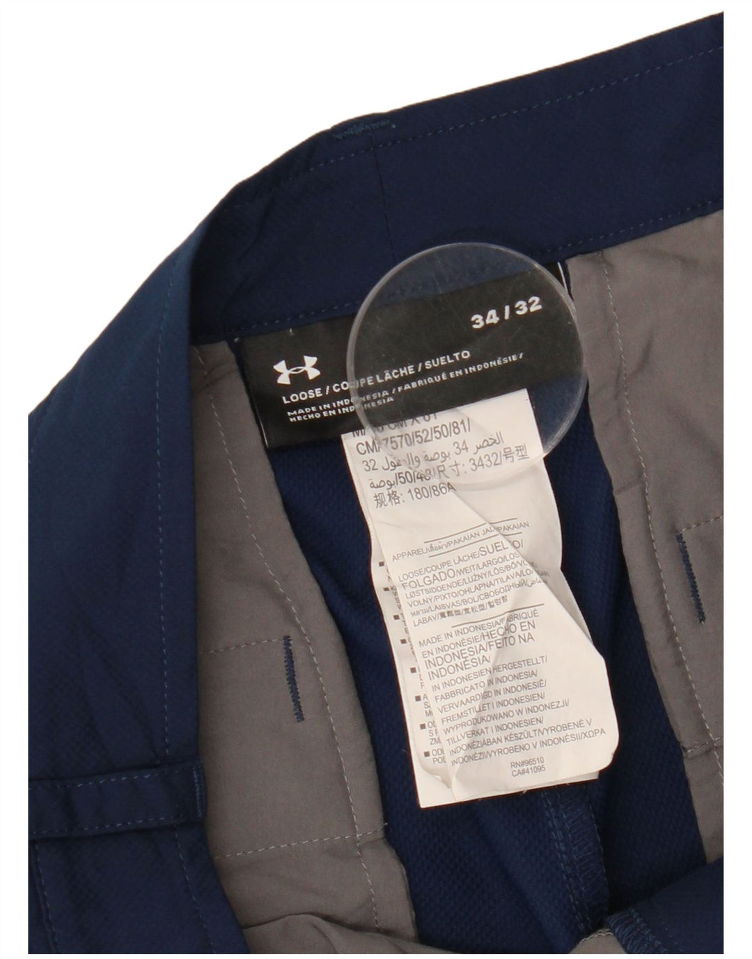 Pantaloni casual dritti da uomo UNDER ARMOUR W34 L32 poliestere blu navy