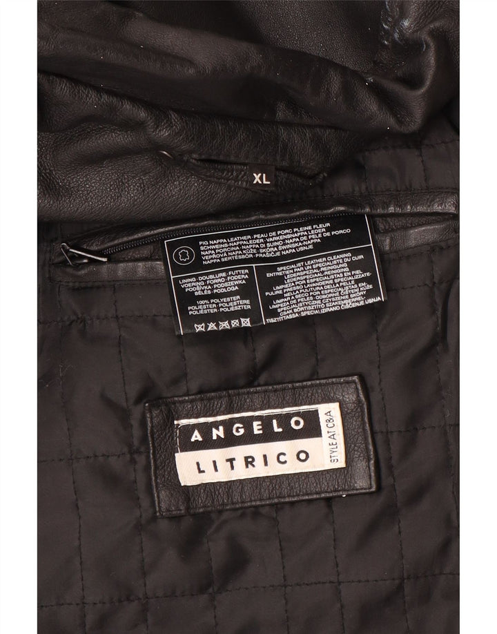Giacca in pelle da uomo Angelo Litrico UK 42 XL Pelle nera