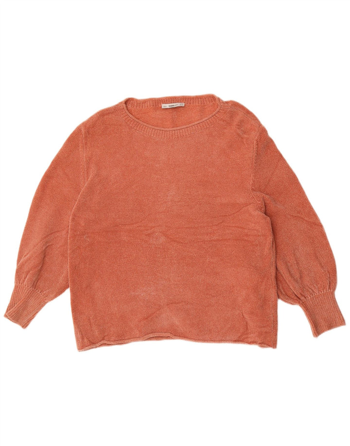 Maglione maglione oversize con scollo a barca da donna Zara UK 14 arancione medio