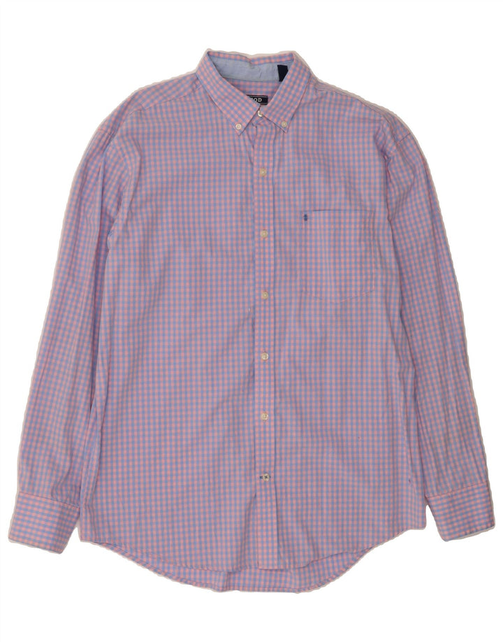 IZOD Mens Shirt Medium Purple Check Cotton Vintage Izod and Second-Hand Izod from Messina Hembry 