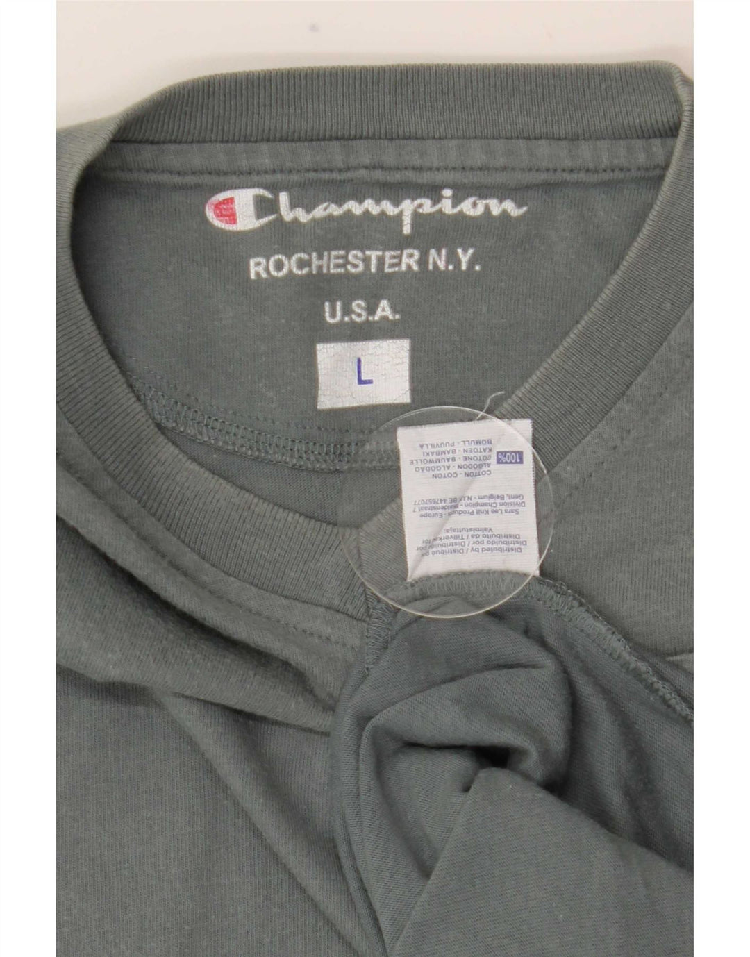 Champion Top da uomo a maniche lunghe in cotone grigio grande