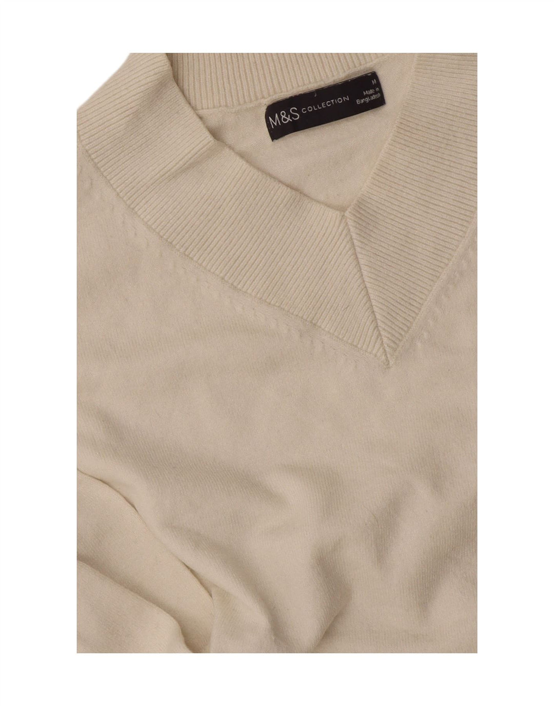 Maglione maglione con scollo a V da donna Marks & Spencer UK 14 medio bianco sporco