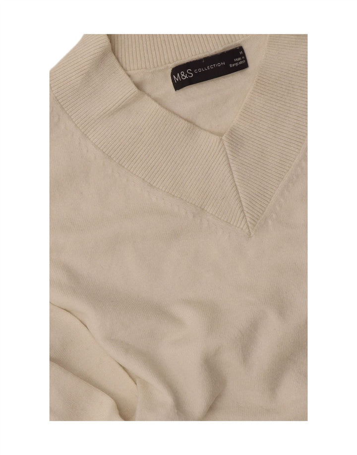 Maglione maglione con scollo a V da donna Marks & Spencer UK 14 medio bianco sporco