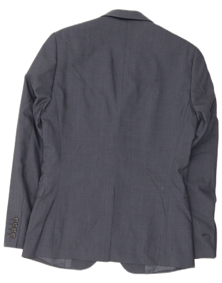 Giacca blazer slim fit da uomo Dkny a 2 bottoni UK 36 piccola in lana blu navy
