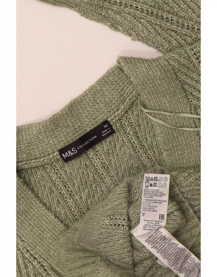 Maglione cardigan oversize da donna Marks & Spencer UK 6 XS poliestere verde