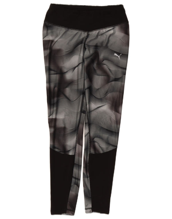Puma Womens Leggings UK 12 Medium  Black Striped
