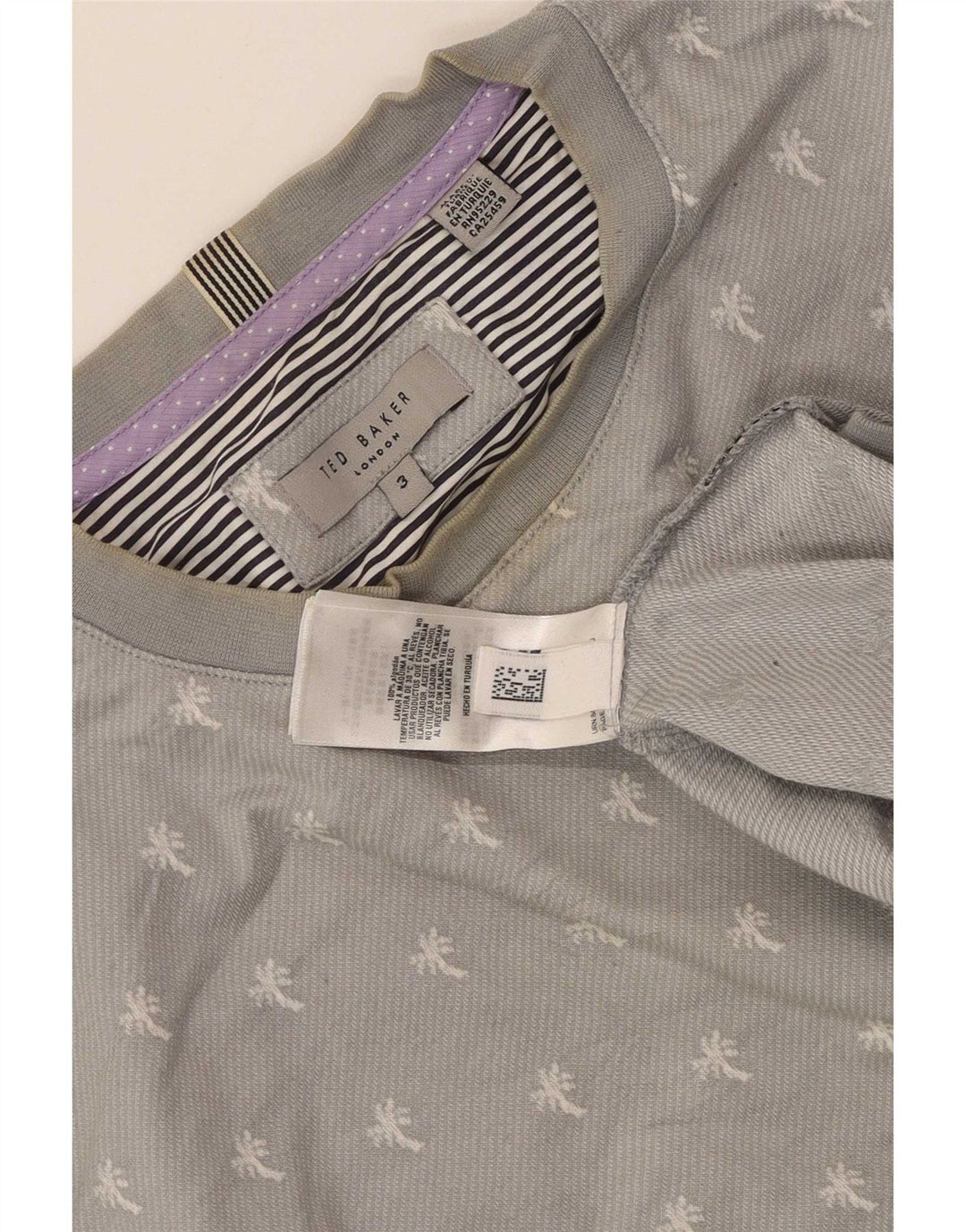 Ted Baker Felpa da uomo Maglione Taglia 3 Grigio medio maculato