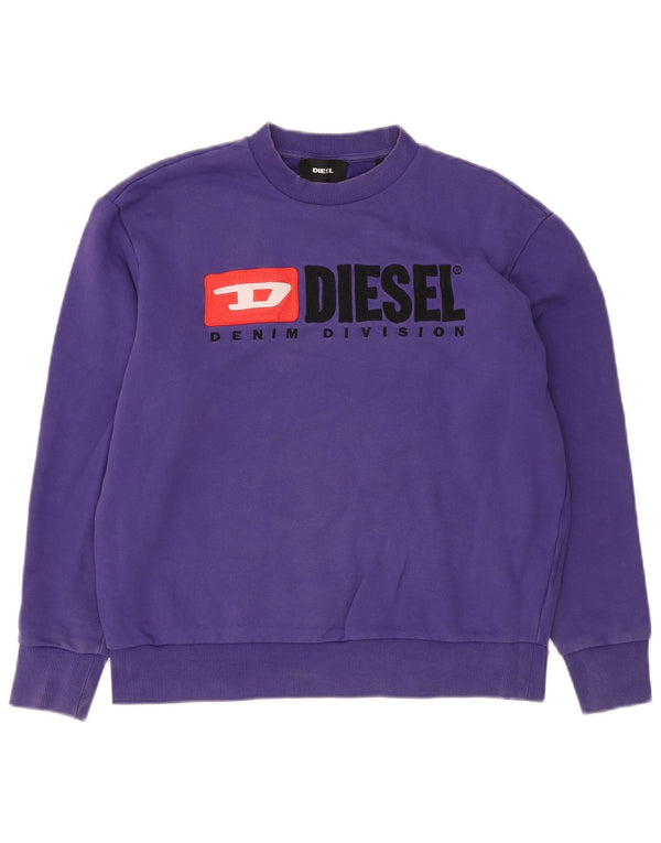 Diesel Felpa grafica da uomo Maglione Piccolo logo in cotone viola