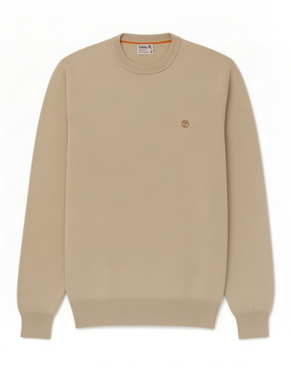 Maglione maglione girocollo da uomo Timberland piccolo in cotone beige