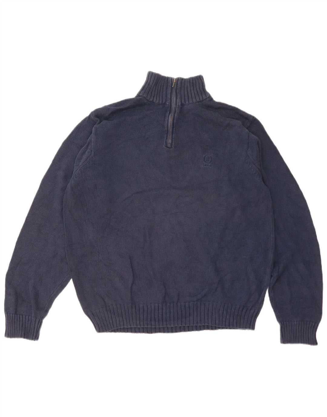 Maglione da uomo con zip e collo Izod in cotone blu navy medio