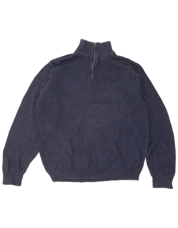 Maglione da uomo con zip e collo Izod in cotone blu navy medio