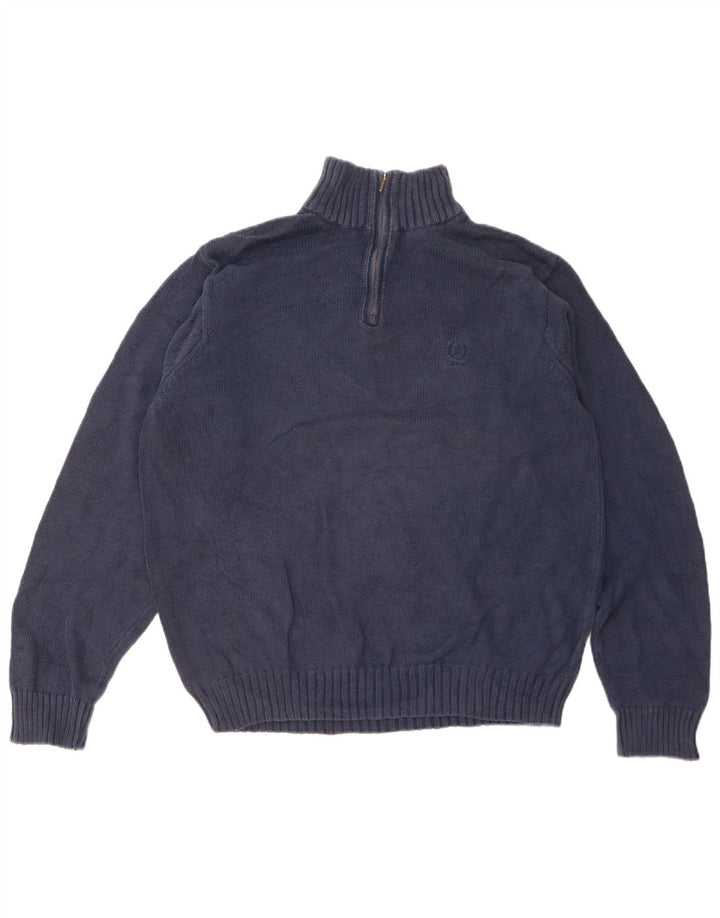 Maglione da uomo con zip e collo Izod in cotone blu navy medio