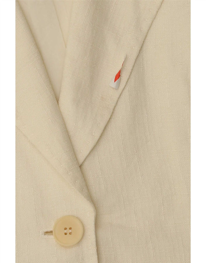 Giacca blazer da donna Max Mara a 3 bottoni e 1 bottone UK 10 piccola in lino bianco sporco