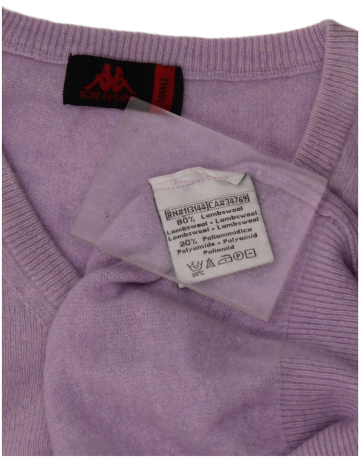 Maglione da uomo KAPPA con scollo a V piccolo viola in lana d'agnello