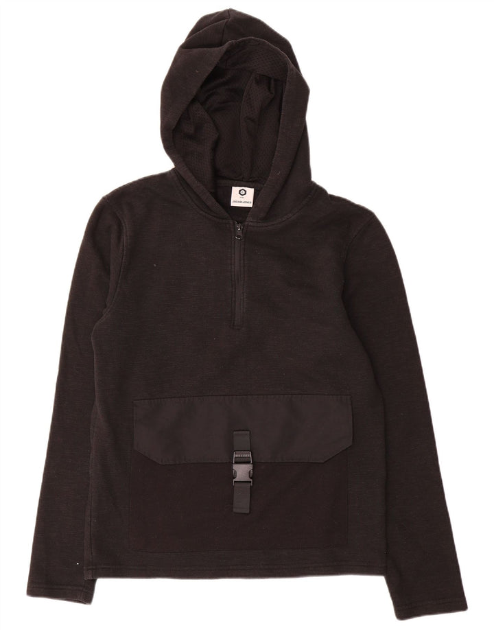Jack & Jones - Maglione con cappuccio e zip da uomo, piccolo, in poliestere grigio