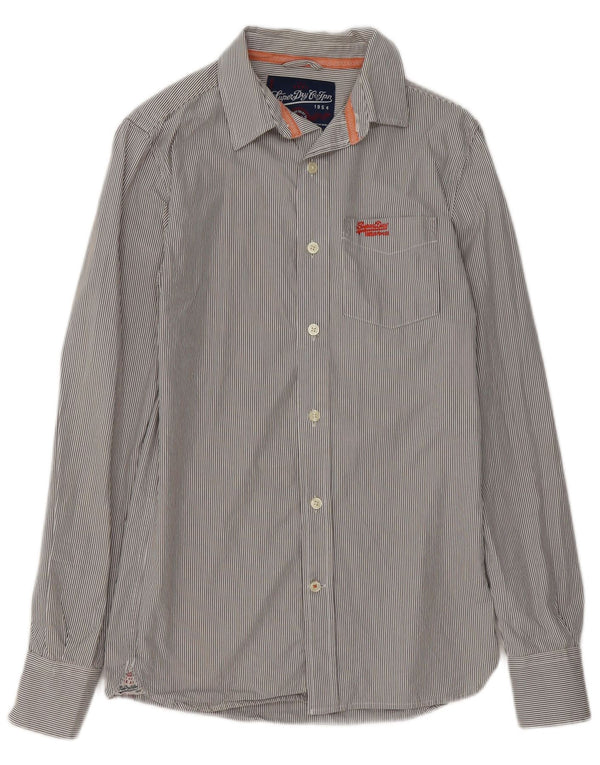 Camicia da uomo Superdry Small in cotone gessato grigio