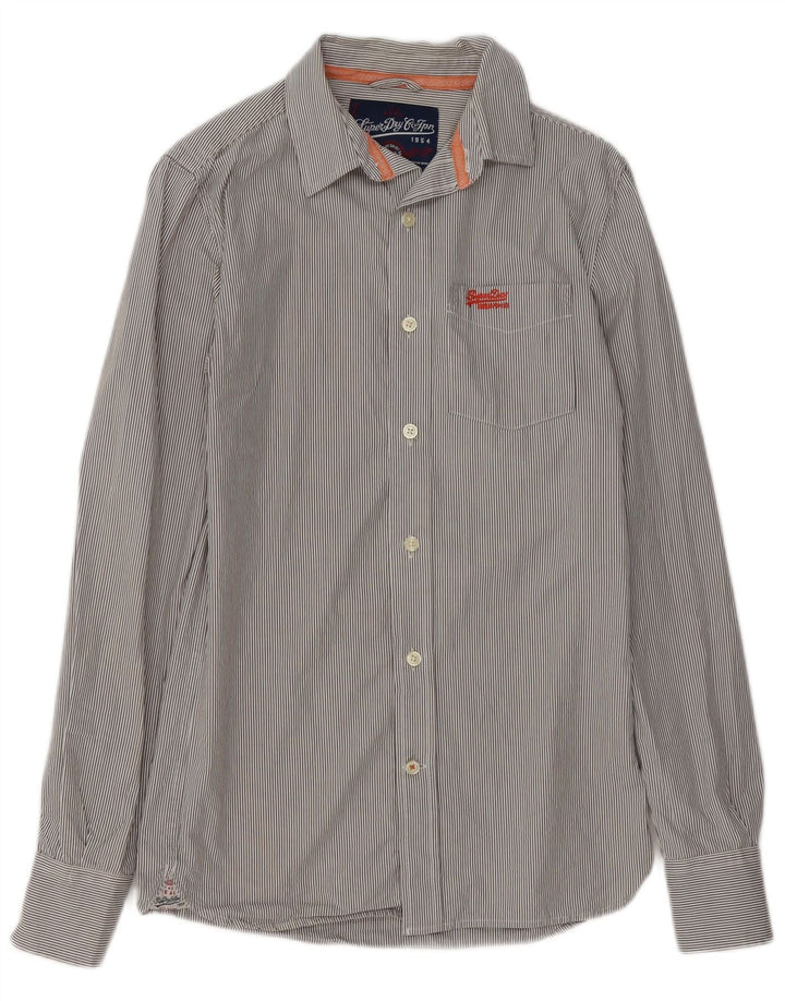 Camicia da uomo Superdry Small in cotone gessato grigio