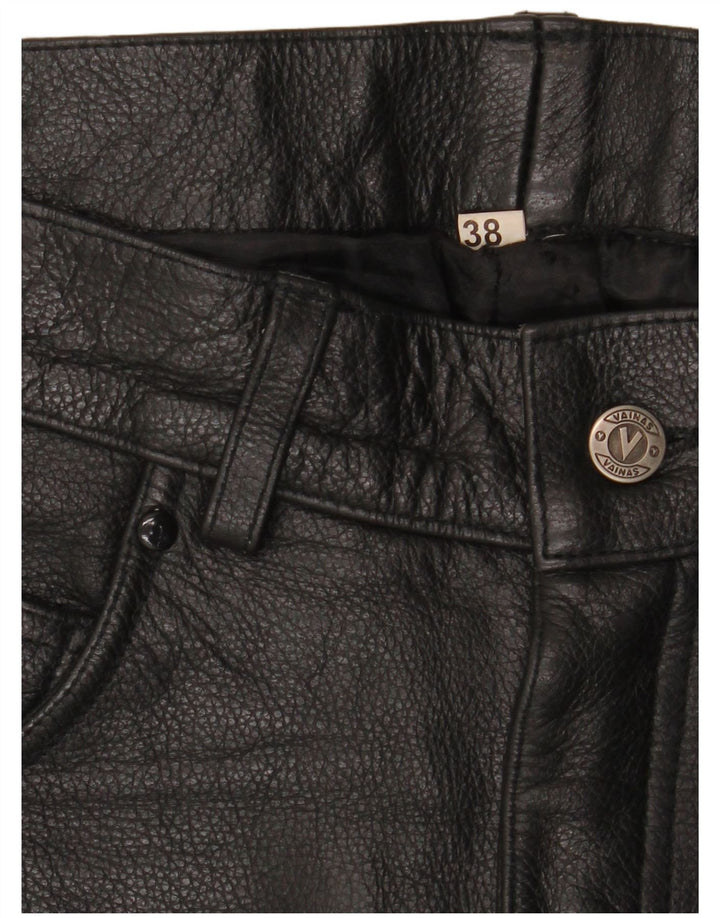 Pantaloni dritti in pelle vintage da uomo W38 L34 neri