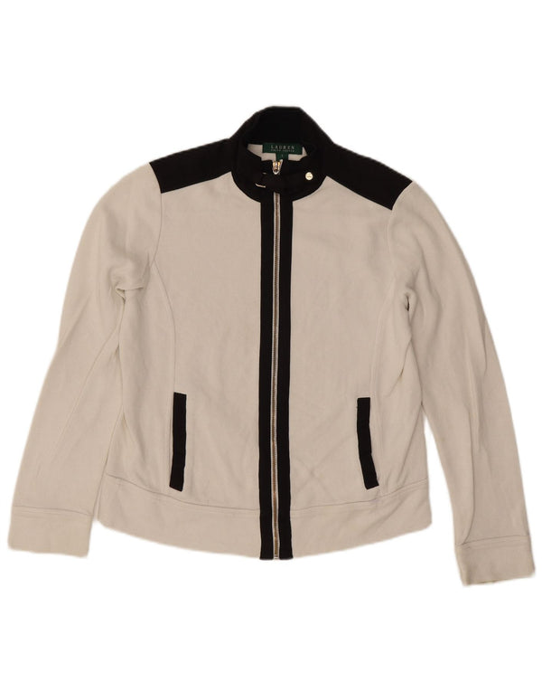 Giacca da ginnastica corta da donna Ralph Lauren UK 10 Small White Colourblock