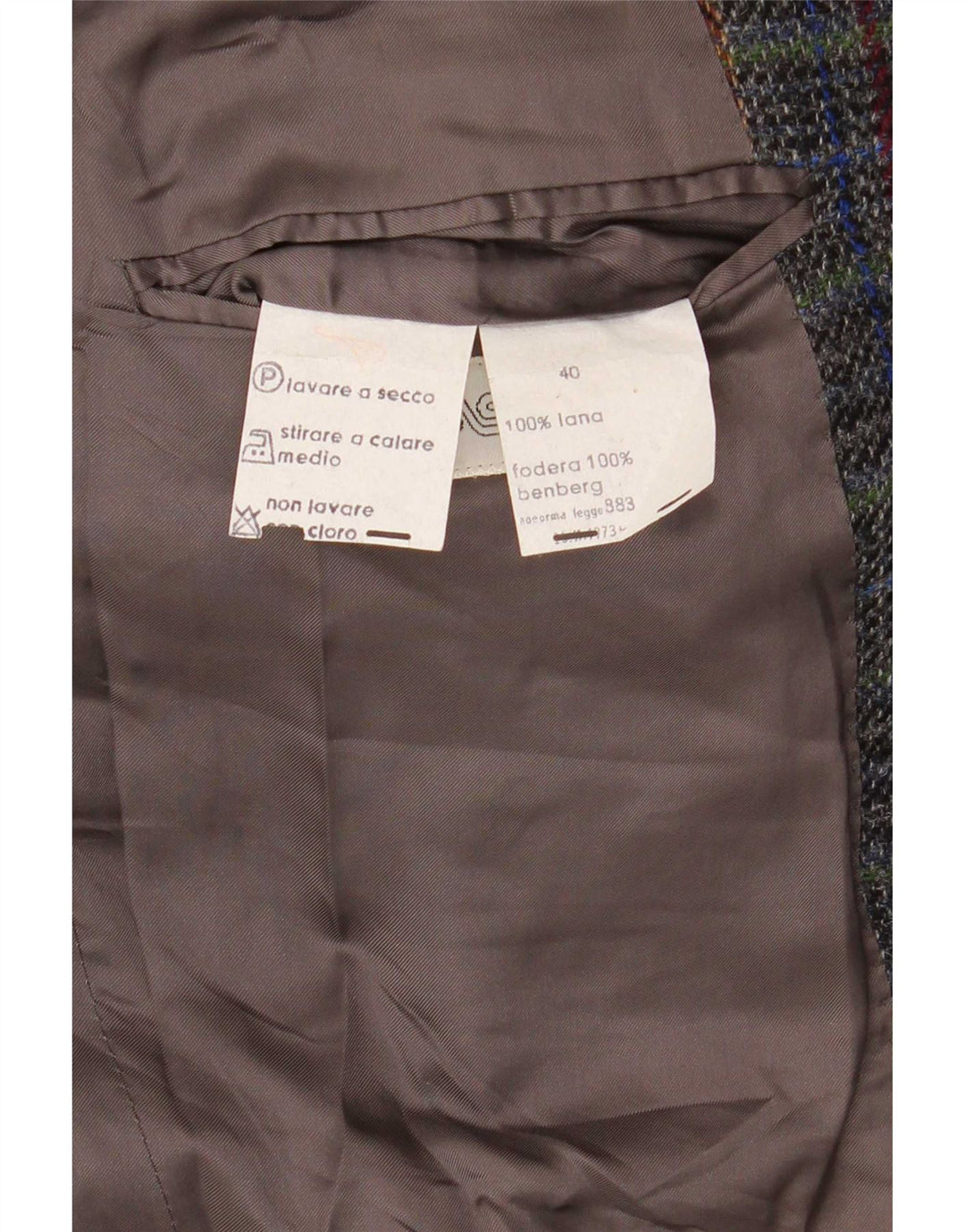 Giacca blazer vintage da uomo a 2 bottoni UK 40 grande lana a quadri grigi