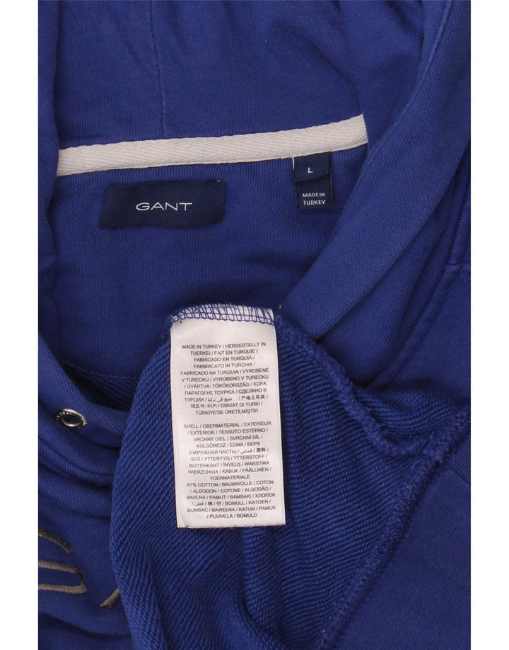 Gant Felpa con cappuccio grafica da uomo, grande, in cotone blu