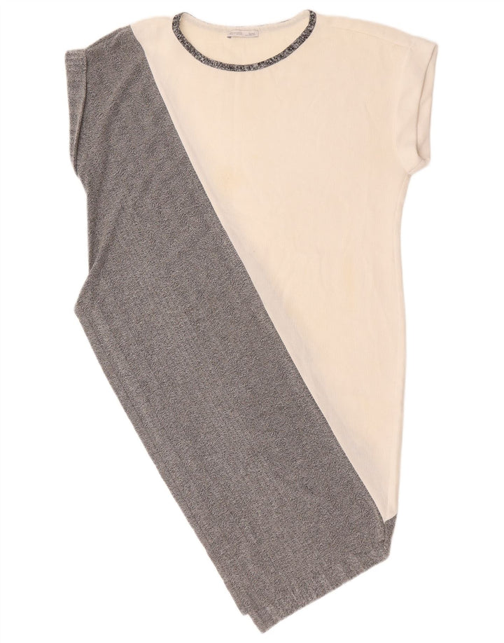 Abito asimmetrico da donna Zara UK 16 Large bianco color block