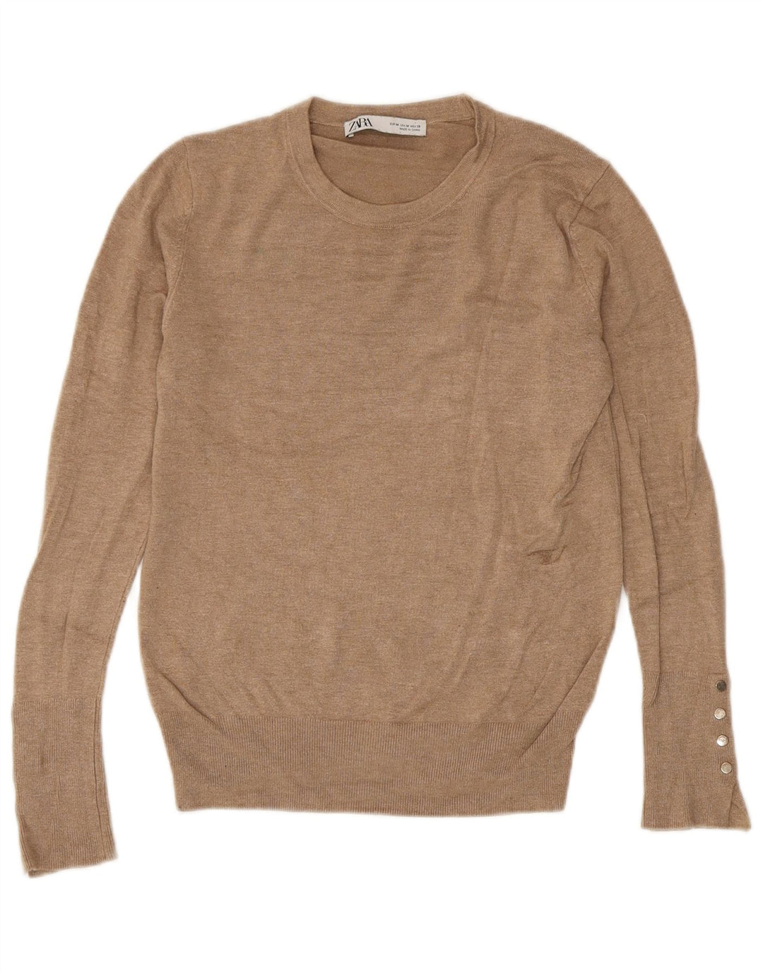 Maglione maglione girocollo da donna Zara UK 12 Marrone medio
