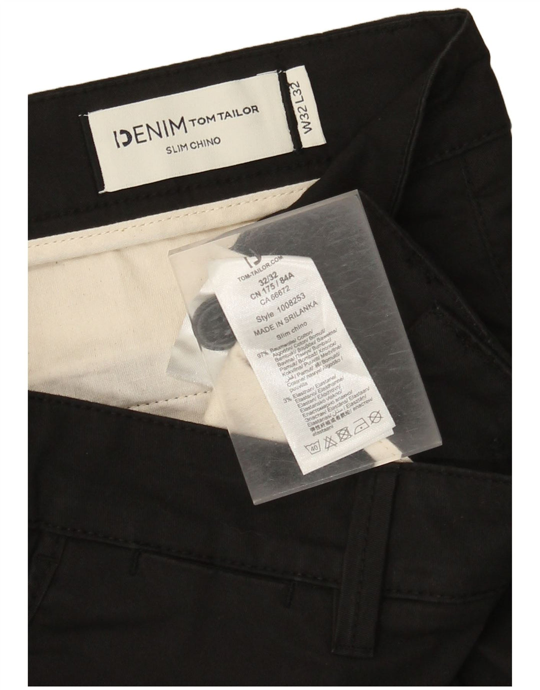 Pantaloni chino slim da uomo Tom Tailor W32 L32 cotone nero