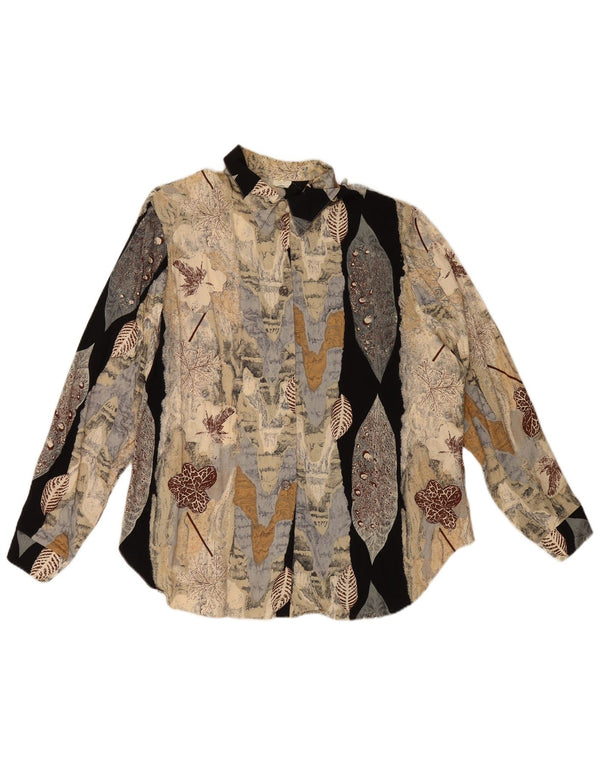 Camicetta camicia vintage da donna UK 18 XL floreale multicolore