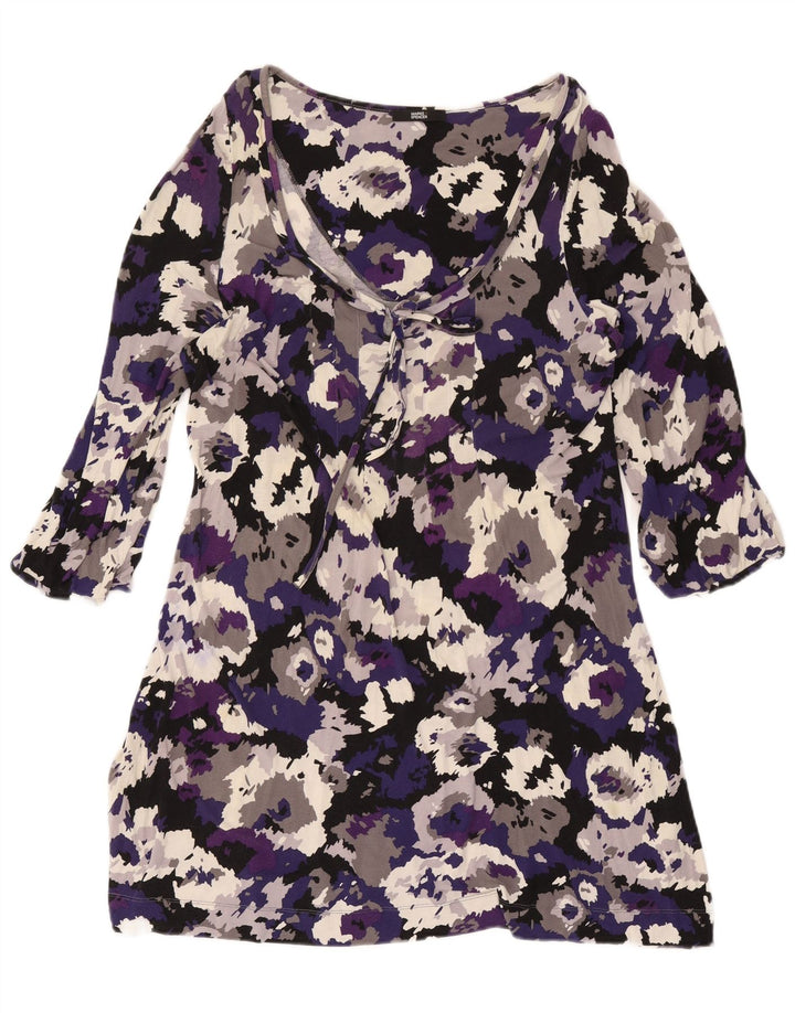 Abito basic da donna Marks & Spencer con maniche a 3/4 UK 16 Large Purple Camouflage