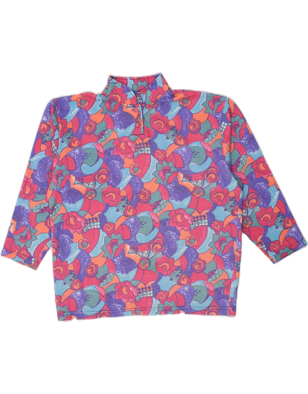 VINTAGE Womens Sweatshirt Jumper UK 14 Medium Multicoloured Floral Vintage Vintage and Second-Hand Vintage from Messina Hembry 