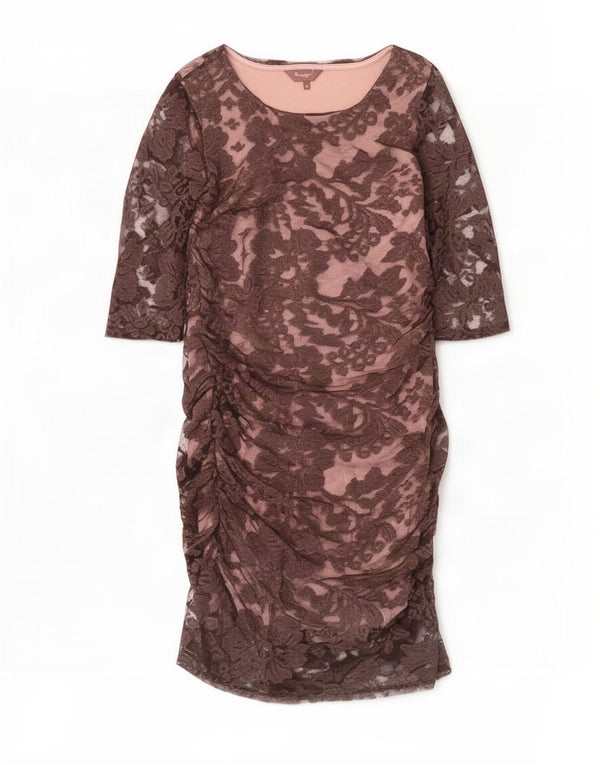 Phase Eight Womens 3/4 Sleeve Bodycon Dress UK 12 Medium Brown Floral